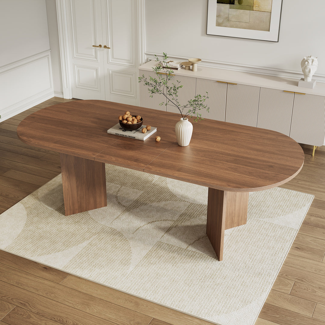 Extendable Dining Table 160-200 X 90 Cm, Suitable For 6-8 People, Dining Table With Rounded Corners, Thickened Tabletop, Extendable Dining Table In A Simple Style, Walnut