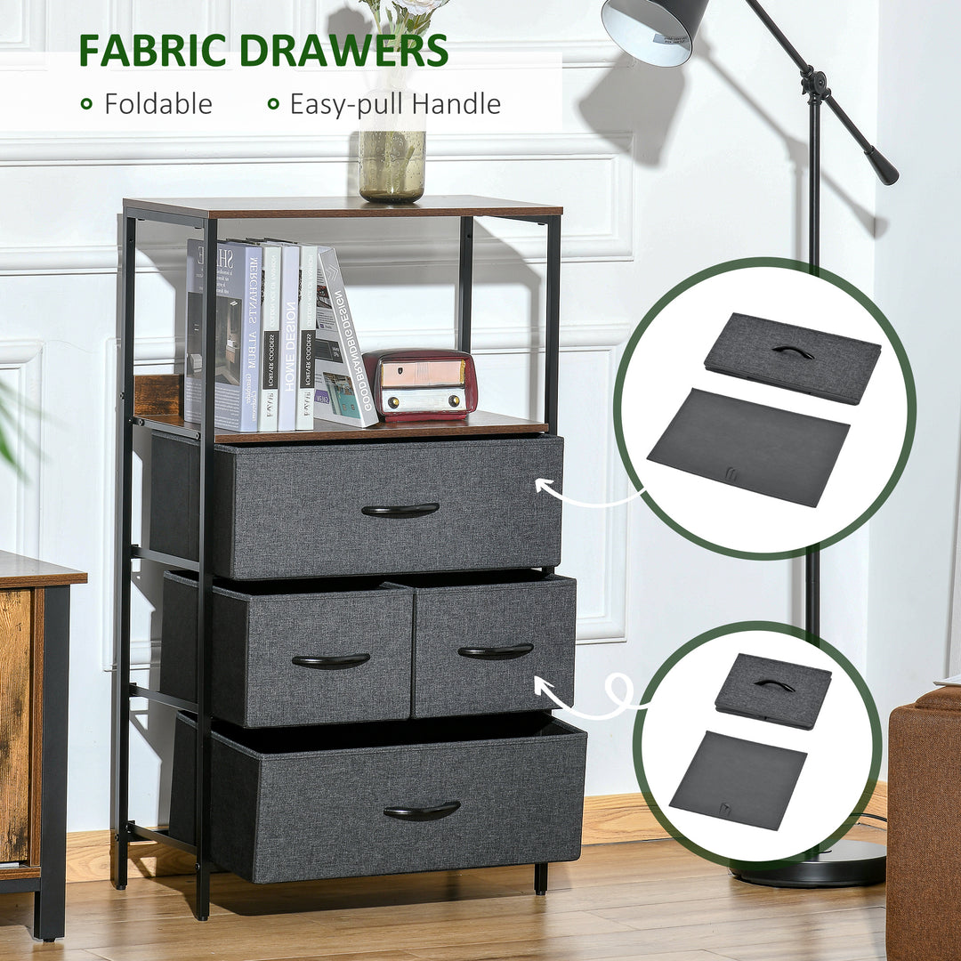 4 Drawer Storage Chest Unit Home Cabinet W/ Shelves Home Living Room Bedroom Entryway Living Furniture, Black