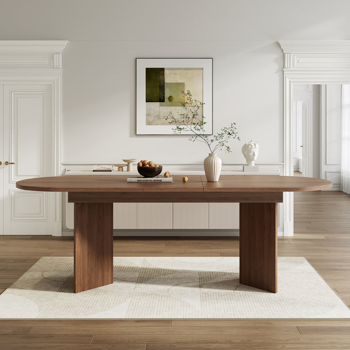 Extendable Dining Table 160-200 X 90 Cm, Suitable For 6-8 People, Dining Table With Rounded Corners, Thickened Tabletop, Extendable Dining Table In A Simple Style, Walnut