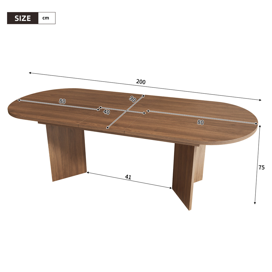 Extendable Dining Table 160-200 X 90 Cm, Suitable For 6-8 People, Dining Table With Rounded Corners, Thickened Tabletop, Extendable Dining Table In A Simple Style, Walnut