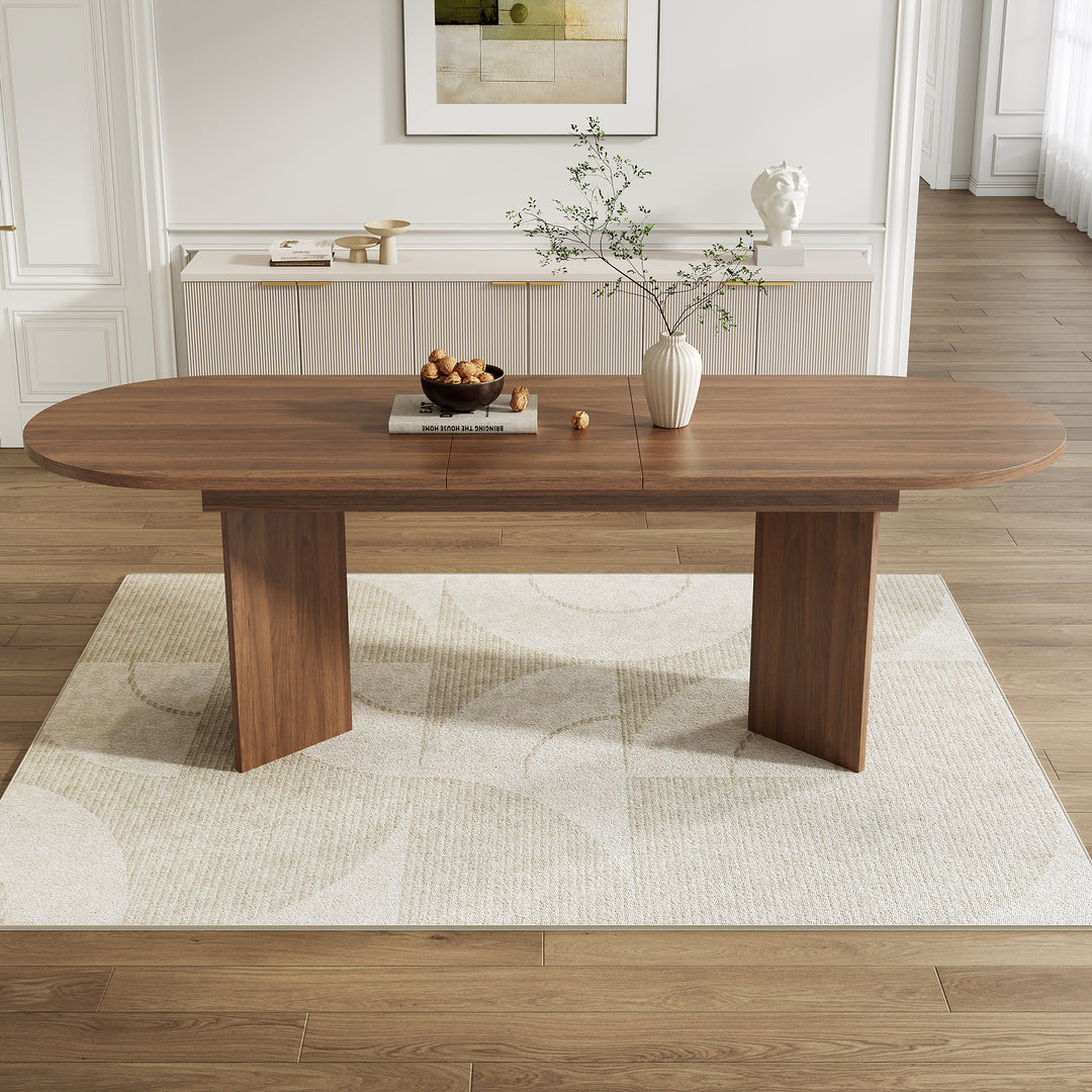 Extendable Dining Table 160-200 X 90 Cm, Suitable For 6-8 People, Dining Table With Rounded Corners, Thickened Tabletop, Extendable Dining Table In A Simple Style, Walnut