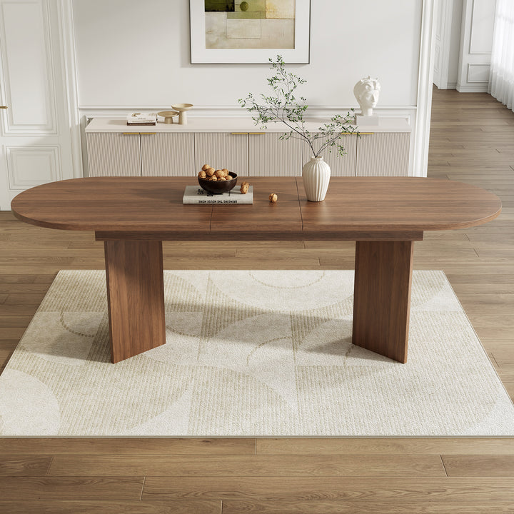 Extendable Dining Table 160-200 X 90 Cm, Suitable For 6-8 People, Dining Table With Rounded Corners, Thickened Tabletop, Extendable Dining Table In A Simple Style, Walnut